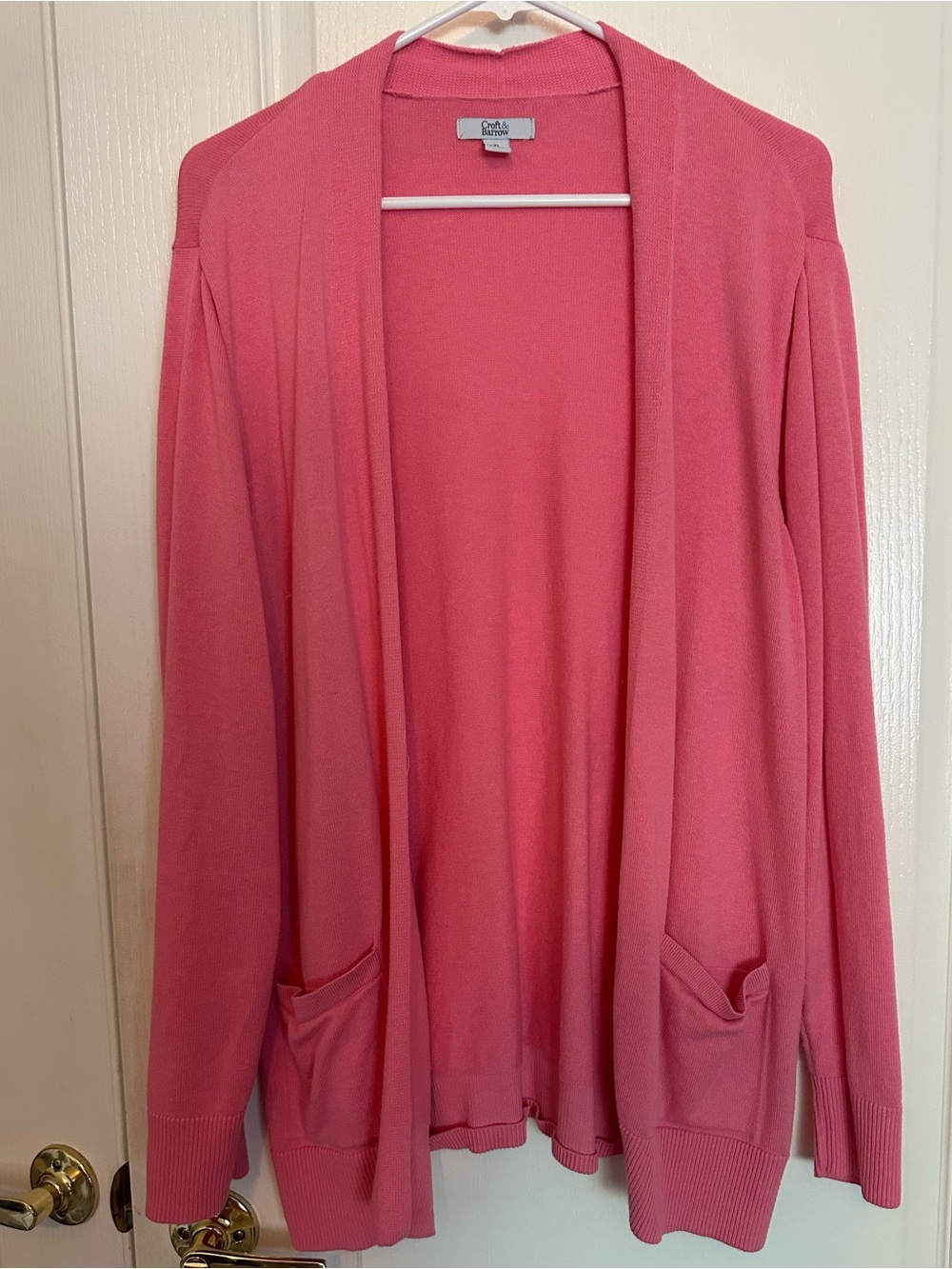 Pink Croft & Barrow Open Front Cardigan Sweater XL